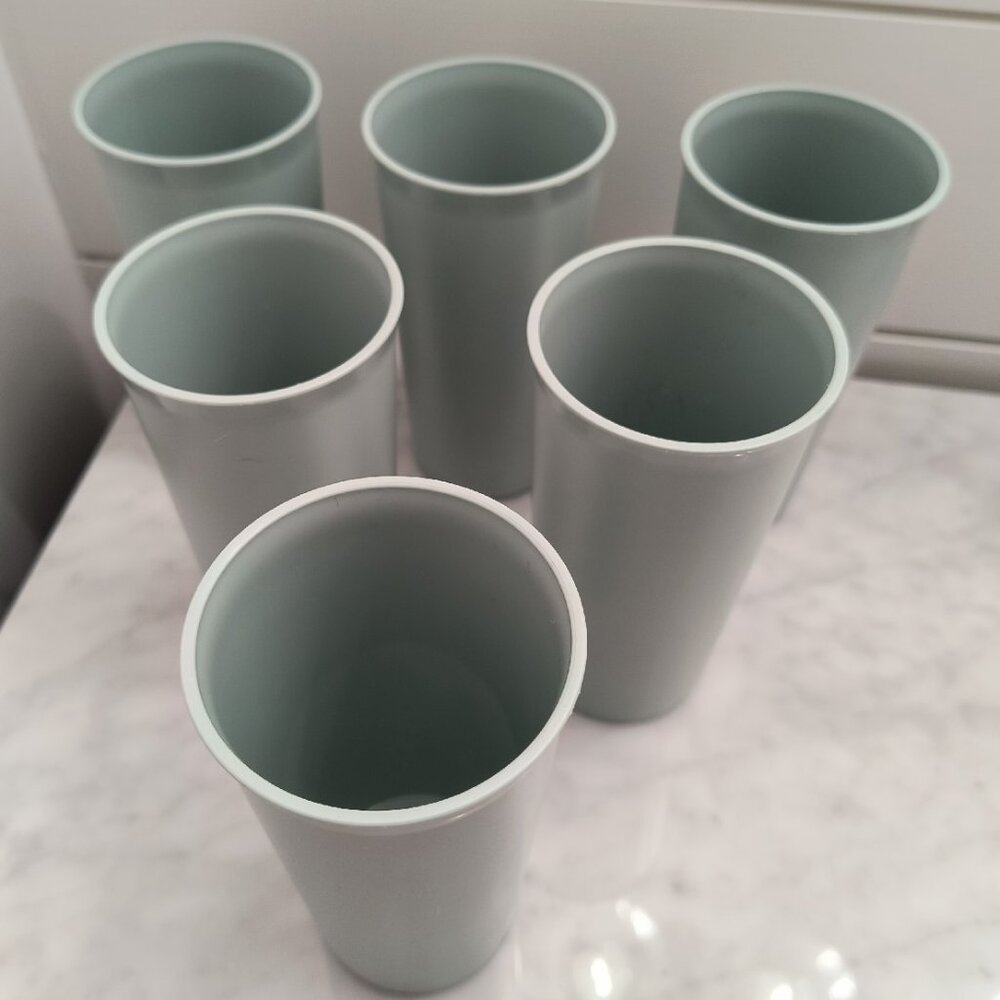 Vintage 1989-1990 TUPPERWARE TUMBLERS - NEW Set of 6 - 9 oz. Sea Foam Green